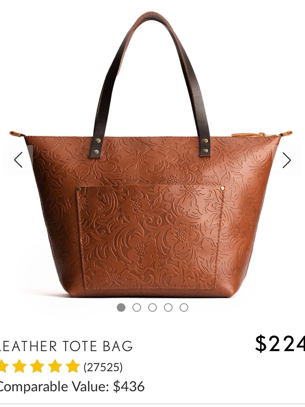 Oversized Embossed Meadow PLG Brown Leather Tote Bag